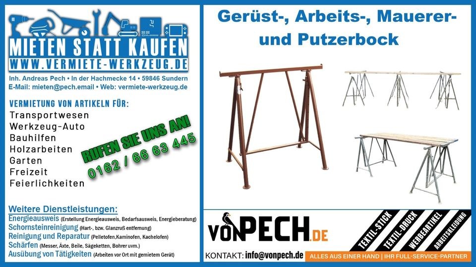 Gerüstbock Arbeitsbock Bockgerüst Mauererbock mieten