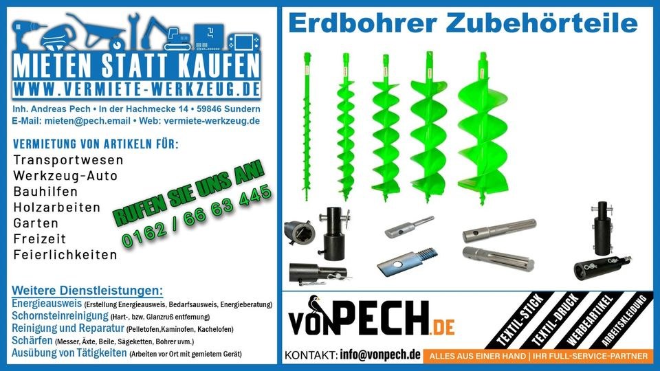 Bohrer Erdbohrer Pfahlbohrer Adapter mieten in Sundern (Sauerland)