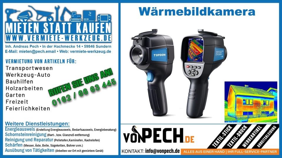 Infrarot Wärmebildkamera IR Thermometer mieten in Sundern (Sauerland)