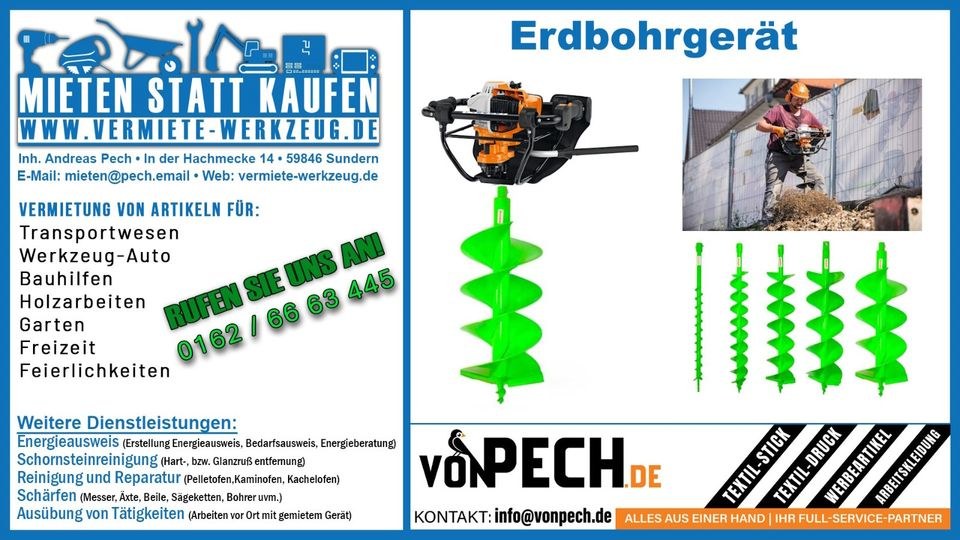 Bohrer Erdbohrer Pfahlbohrer Adapter mieten in Sundern (Sauerland) – 4