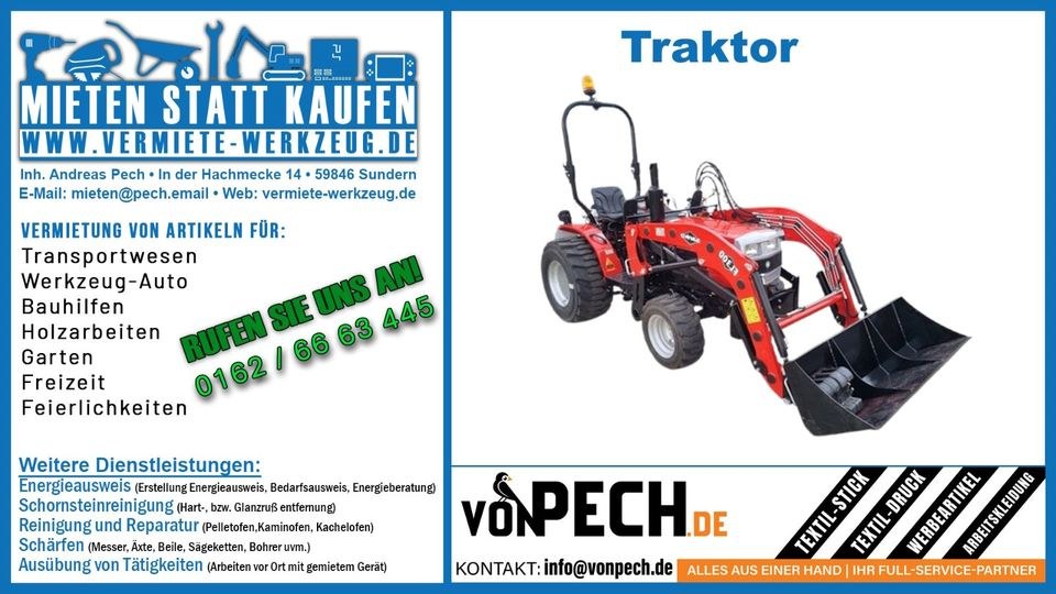 Traktor Frontlader Trecker Schlepper Bulldog mieten