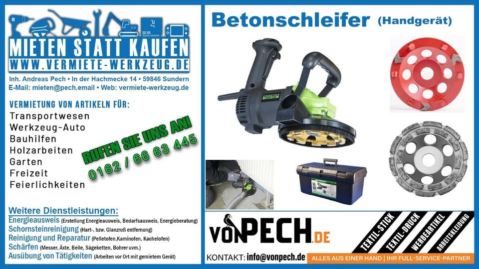 Betonschleifer Sanierungsfräse Bodenschleifer mieten