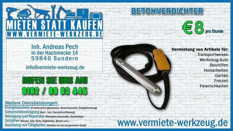Betonverdichter Rüttelflasche Innenrüttler mieten