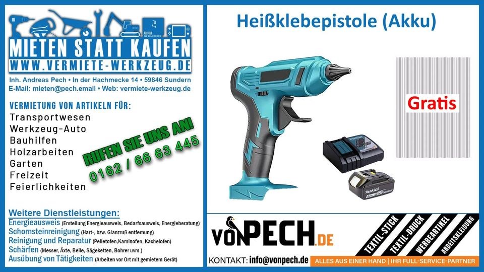 Heißklebepitole Akku Makita inkl 2 8 Klebestifte mieten