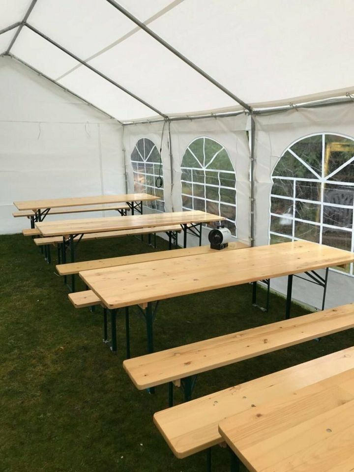 Bierzeltgarnitur Sitzauflagen Stehtische mieten in Heidesee – 2