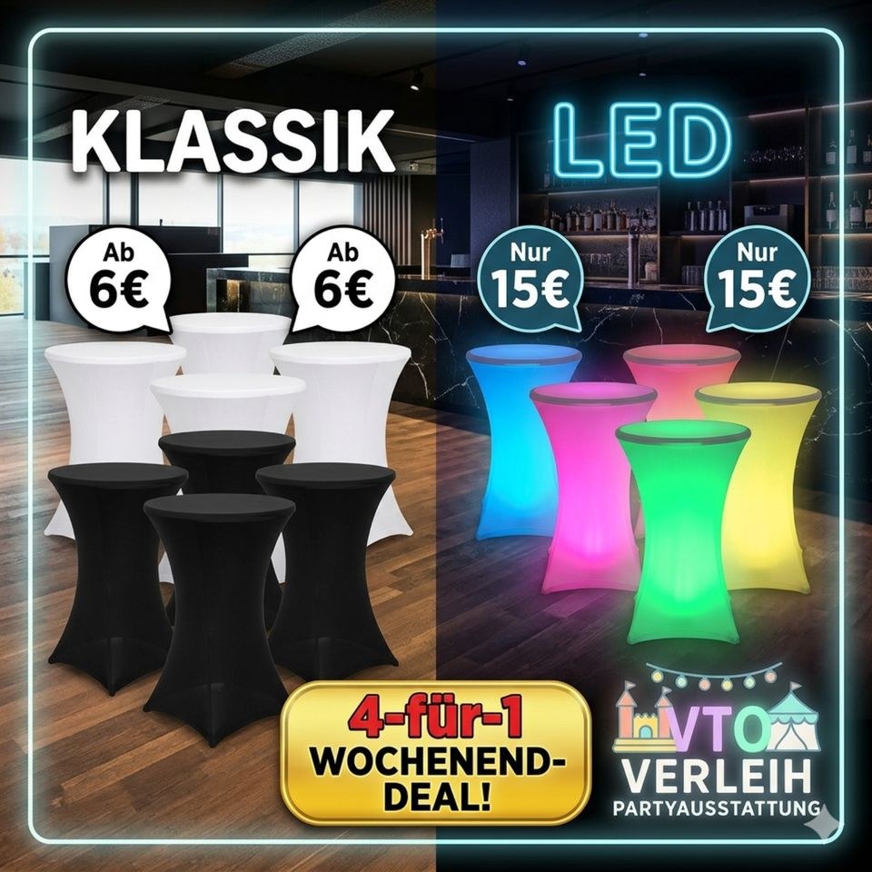 Stehtisch Klassisch LED Ambiente mieten in Hanau – für Empfang & Party
