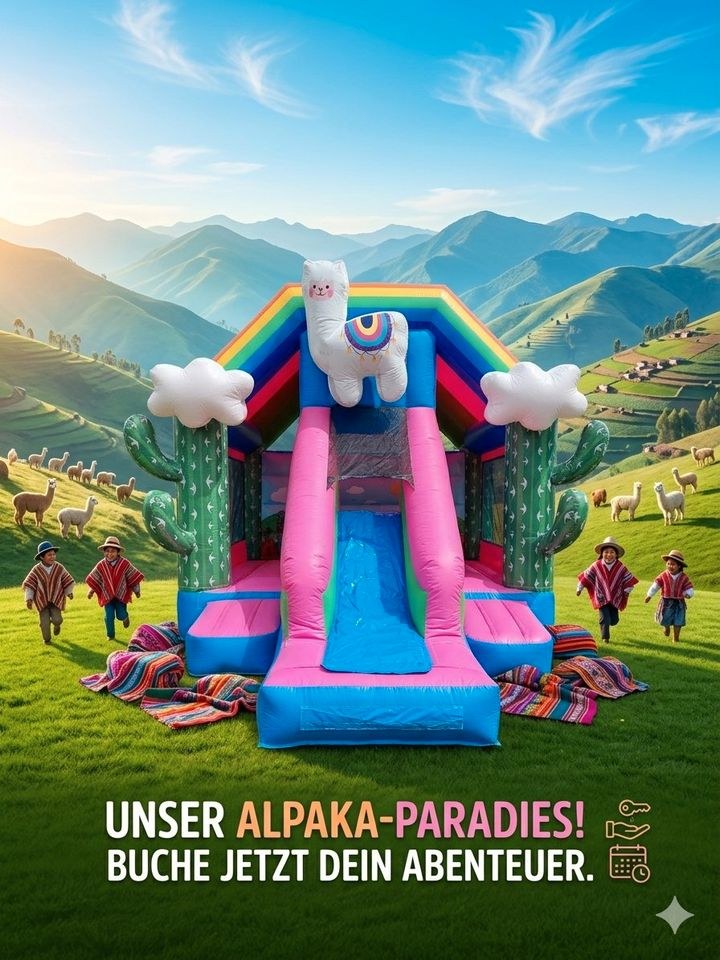 Hüpfburg Happy Life Alpaka Rutsche mieten bei VTO Verleih – 2