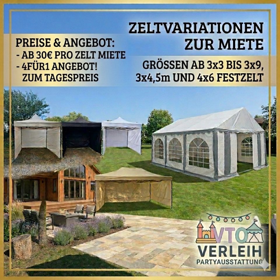 Partyzelt Festzelt Pavillon 3x3 3x6 3x9 4x6m mieten bei VTO Verleih