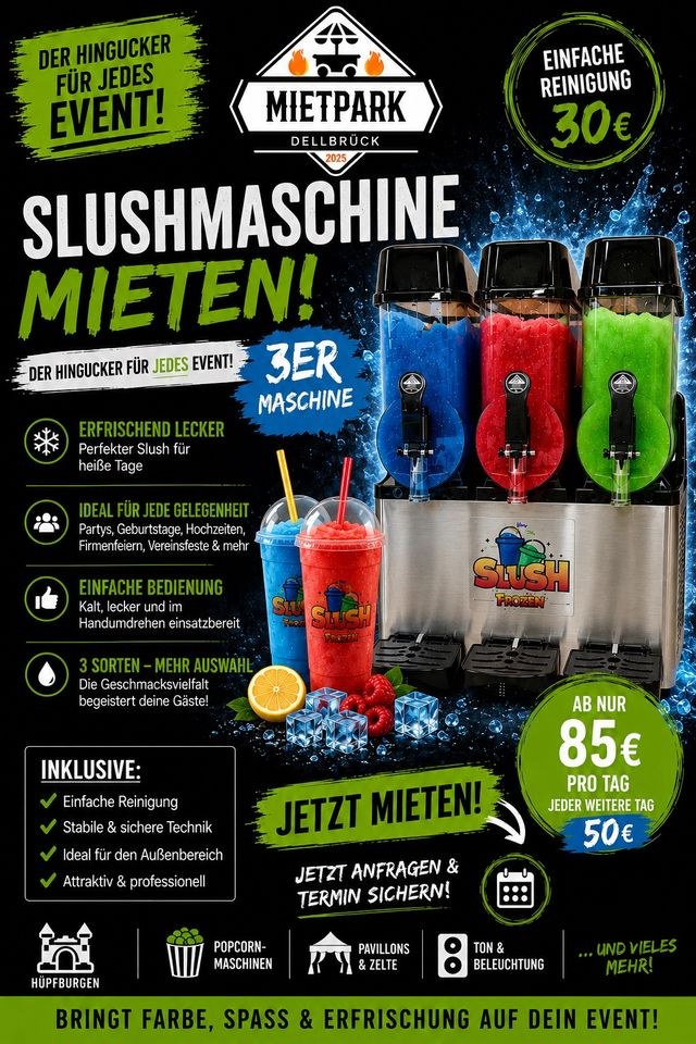 3er Slush Eis Maschine mieten in Köln Dellbrück – eiskalt für Ihr Fest