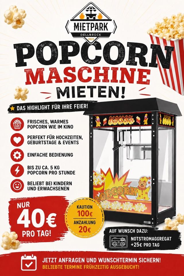 Popcornmaschine mieten in Köln Dellbrück – Kino-Popcorn selbst gemacht