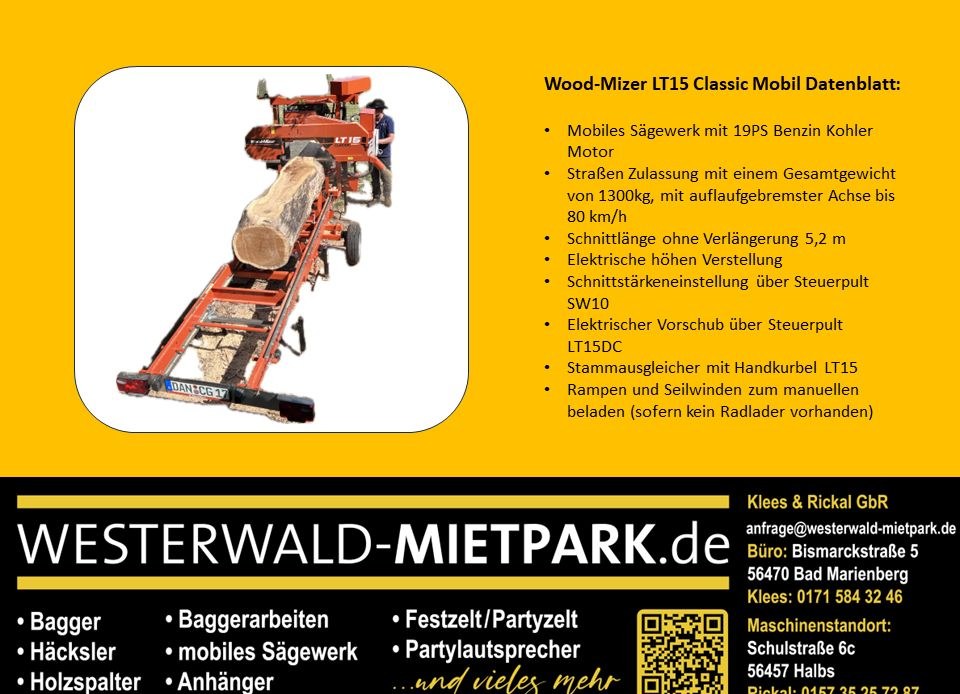 Wood Mizer LT15 Classic Mobil Straßenzulassung mieten in Bad