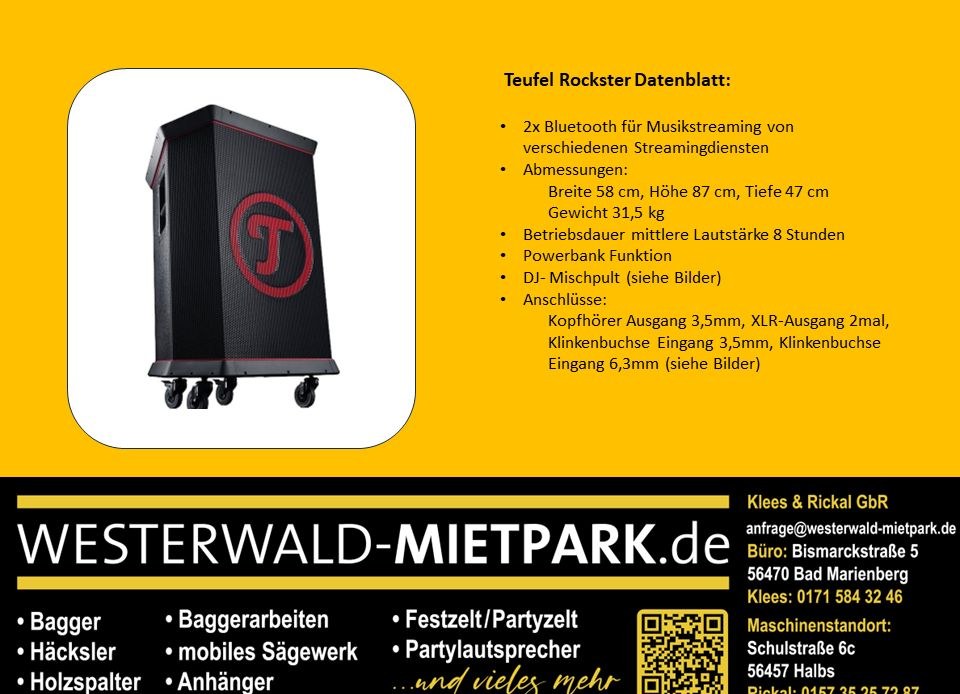 Teufel Rockster Bluetooth Lautsprecher mieten in Bad – Party-Sound