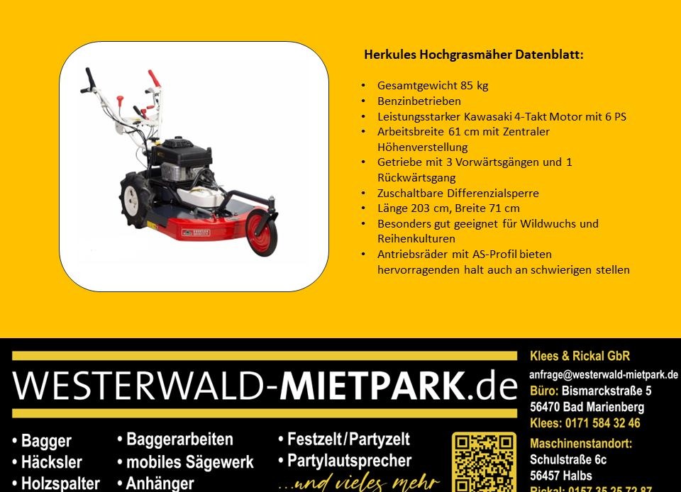 Herkules SH 61 B Hochgrasmäher Allrad mieten in Bad