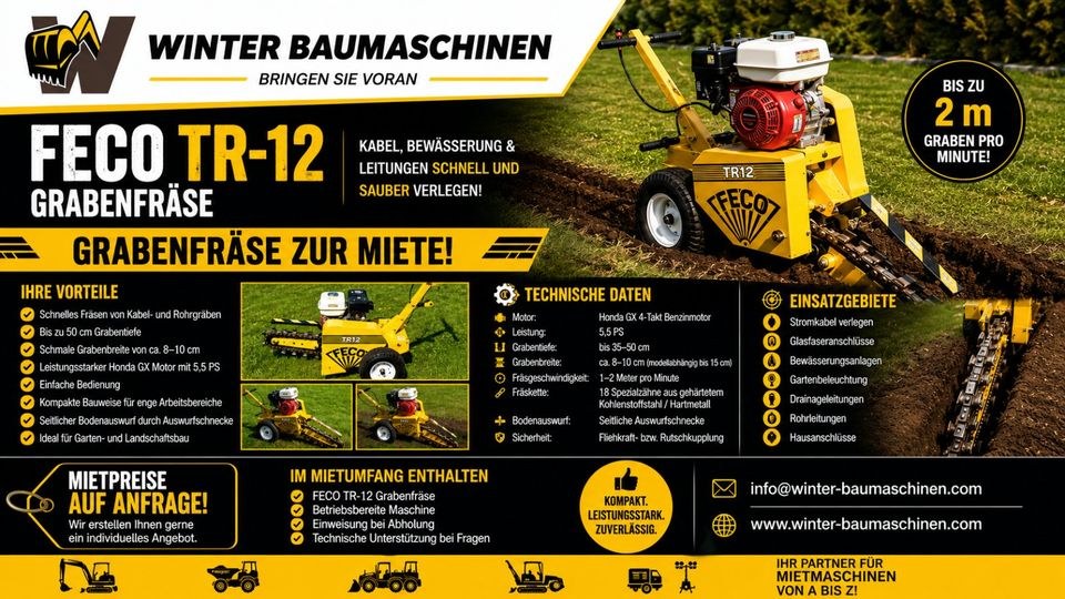 Grabenfräse Kabelfräse Schachtfräse mieten bei Winter Baumaschinen