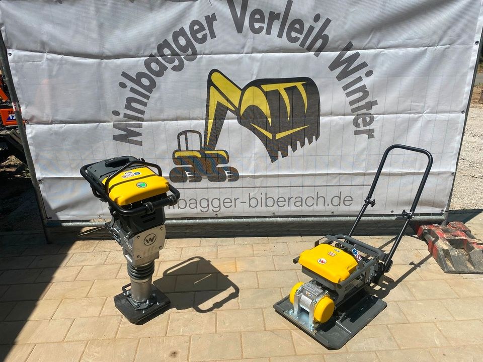 Stampfel Rüttelplatte Verdichter Minibagger mieten in Mittelbiberach – 2