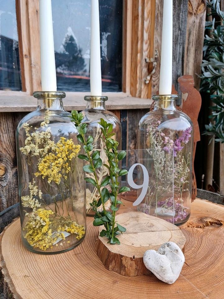 N* Kerzenständer Trockenblumen Vase Tischdeko mieten in Lechbruck