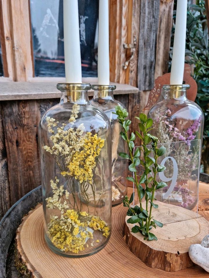 N* Kerzenständer Trockenblumen Vase Tischdeko mieten in Lechbruck – 3