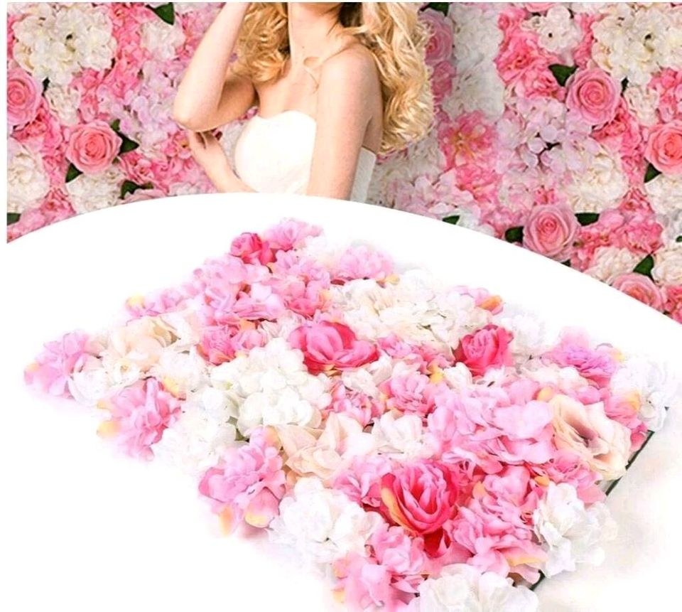 Blumenwand Fotowand rosa weiss mieten in Lechbruck – für die Hochzeit – 2