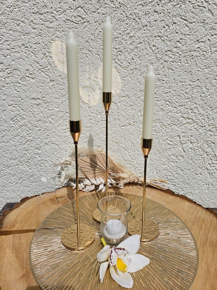 N Kerzenständer 3er Set gold o rose mieten in Lechbruck – 3