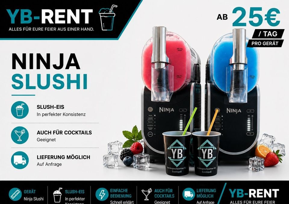 Slush Maschine Ninja mieten bei YB-Rent – eiskalt für Ihr Fest