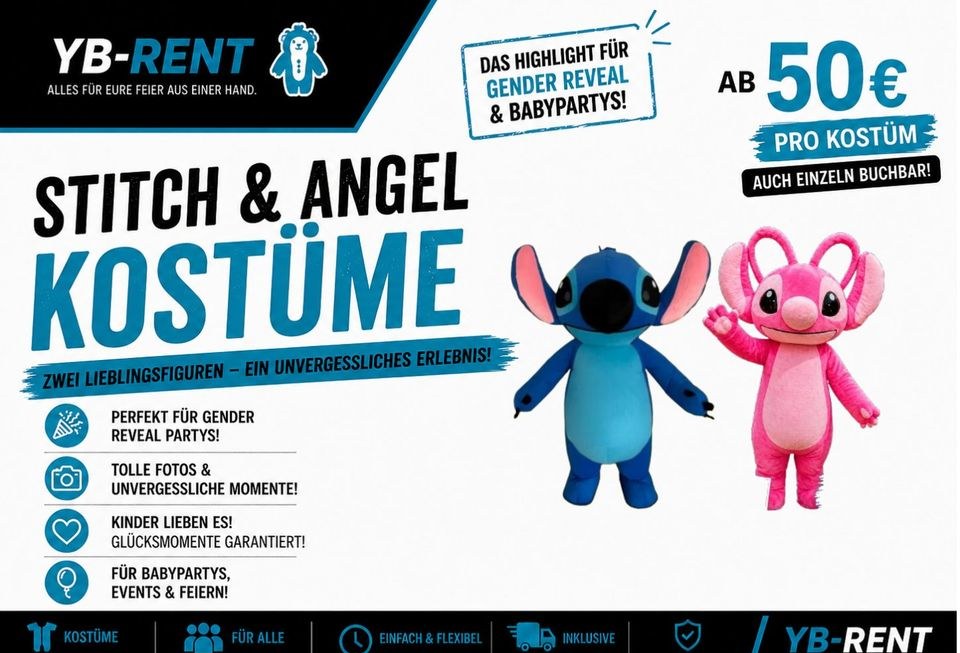 Stitch Angel Kostüme mieten bei YB-Rent – für Motto-Party & Karneval