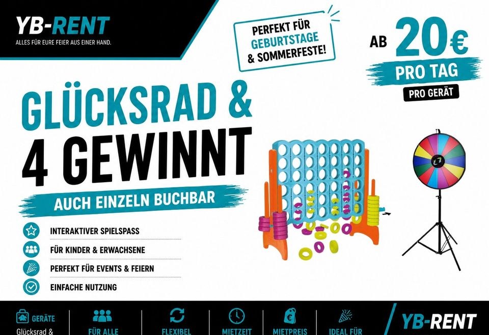 XXL 4 Gewinnt Glücksrad mieten bei YB-Rent – Spiel & Spaß