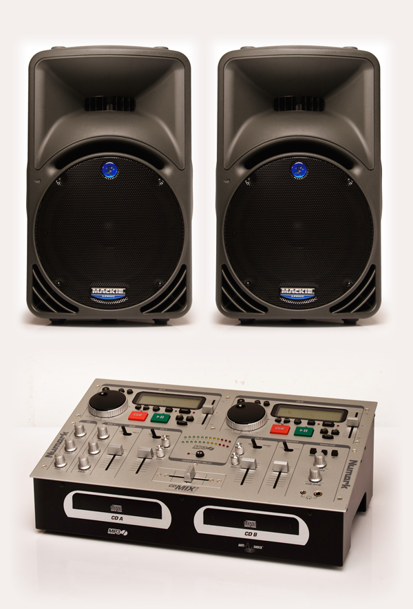 PA mini (400W rms), auf Wunsch auch mit Mikrofon zur Moderation mieten