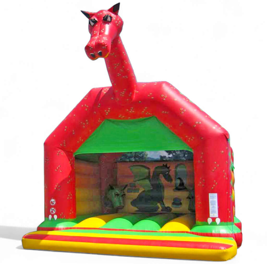 Hüpfburg Drache mit Dach - mit Drachenpower durchstarten mieten bei Happy Fun