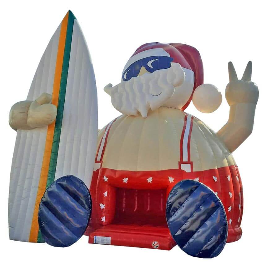 Hüpfburg Weihnachtsmann mit Surfbrett mieten bei Happy Fun