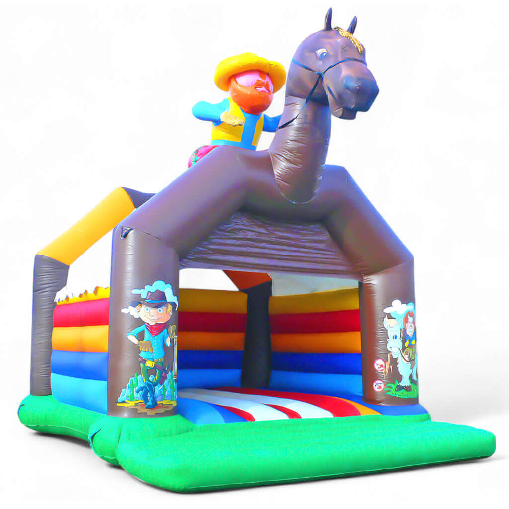 Hüpfburg Pferd mieten 6x7m - Wilder Reiterspaß Cowboys mieten bei Happy Fun