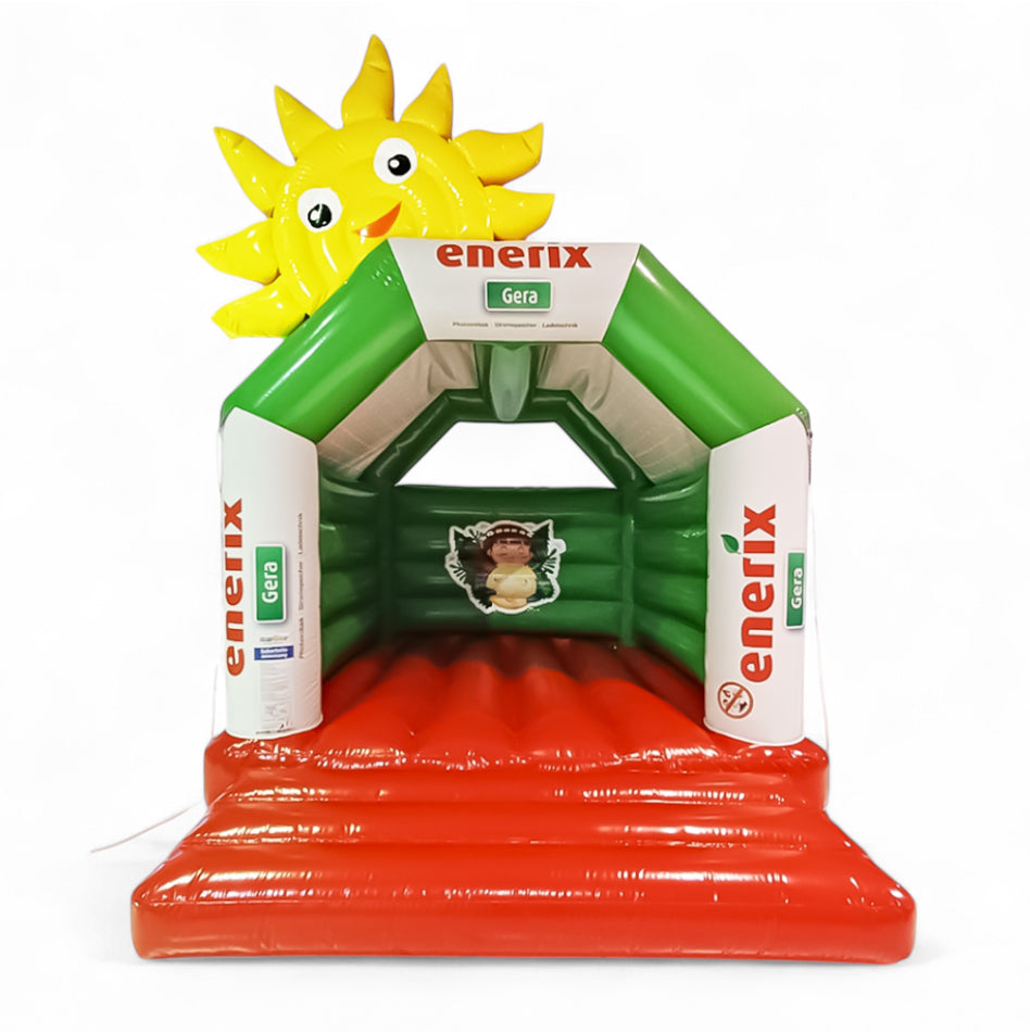 Hüpfburg enerix Solar, Strom mit Werbung - Sonderanfertigung mieten bei Happy Fun