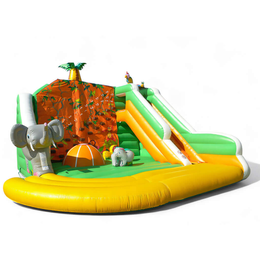 Kletterwand mit Rutsche und Tieren mieten bei Happy Fun