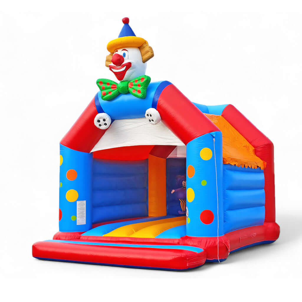 Hüpfburg Clown mit Dach – Farbenfrohes Highlight mieten bei Happy Fun
