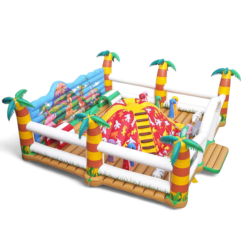 Vulkan XXL Hüpfburg mieten 10x10m - Klettern, Rutschen und Abenteuer mieten bei Happy Fun