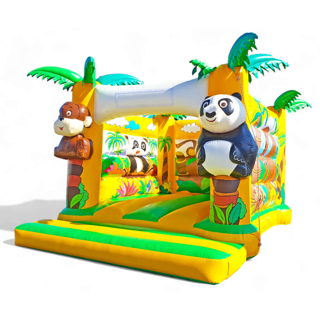 Hüpfburg Affe & Panda mieten 4x5m - Auf zum Dschungelabenteuer mieten bei Happy Fun