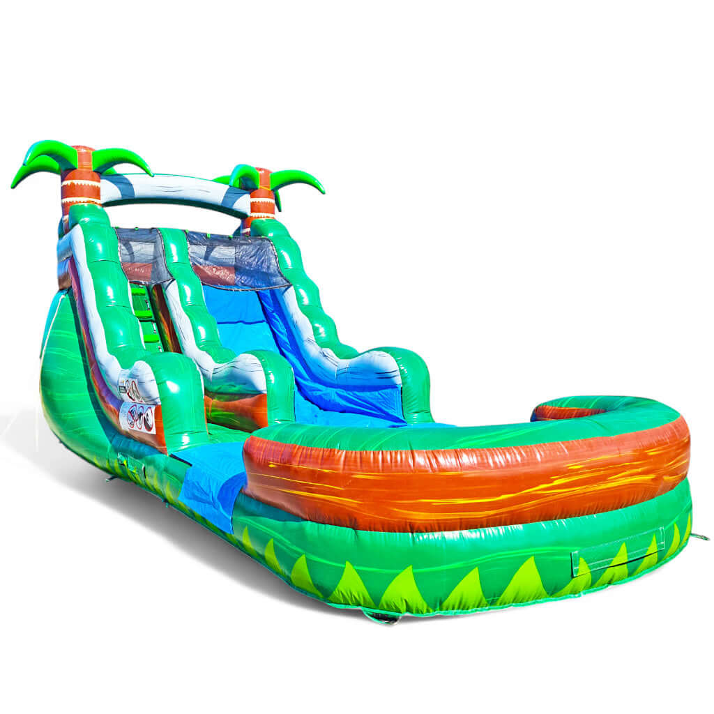Wasserrutsche Dschungel mieten 8,4×3,3m - Tropischer Rutschspaß mieten bei Happy Fun