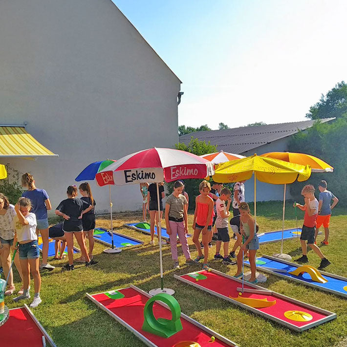 Mobile Minigolfanlage mieten 9 Stk. Bahnen mieten bei Happy Fun