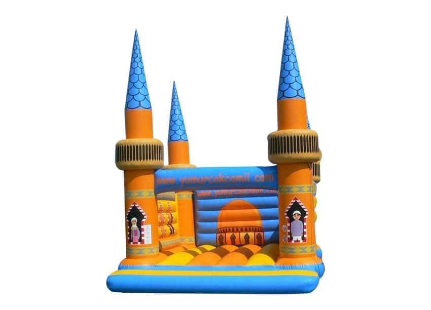 Hüpfburg Moschee mit Türmen und Figuren mieten bei Happy Fun