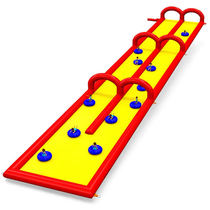 Wasserrutsche Slide in the City 2-Bahn – aufblasbare Wasserhüpfburg mieten bei Happy Fun