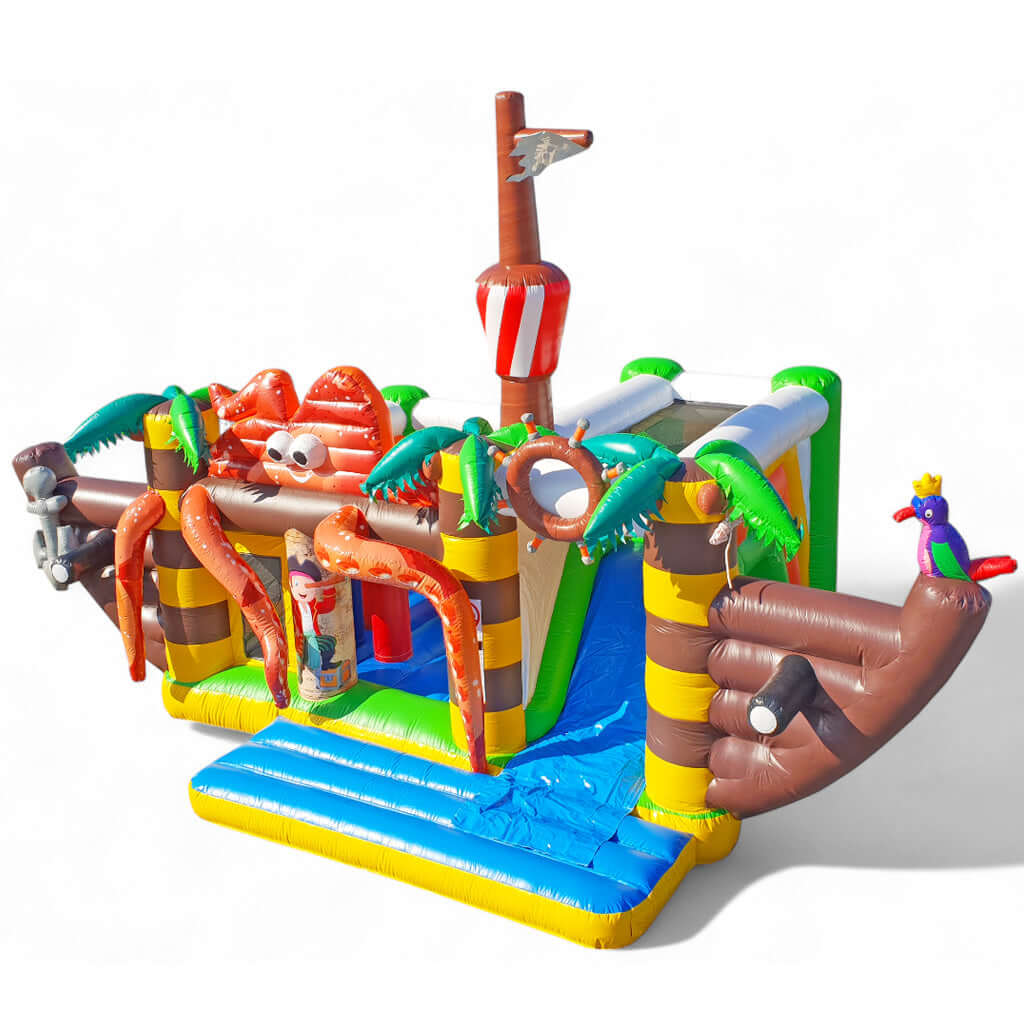 Multiplay Hüpfburg Pirat mieten 5,6×5,3m - Abenteuer für Seeräuber mieten bei Happy Fun