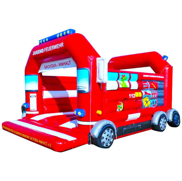 Hüpfburg Feuerwehr Sachsen mit Rutsche mieten bei Happy Fun