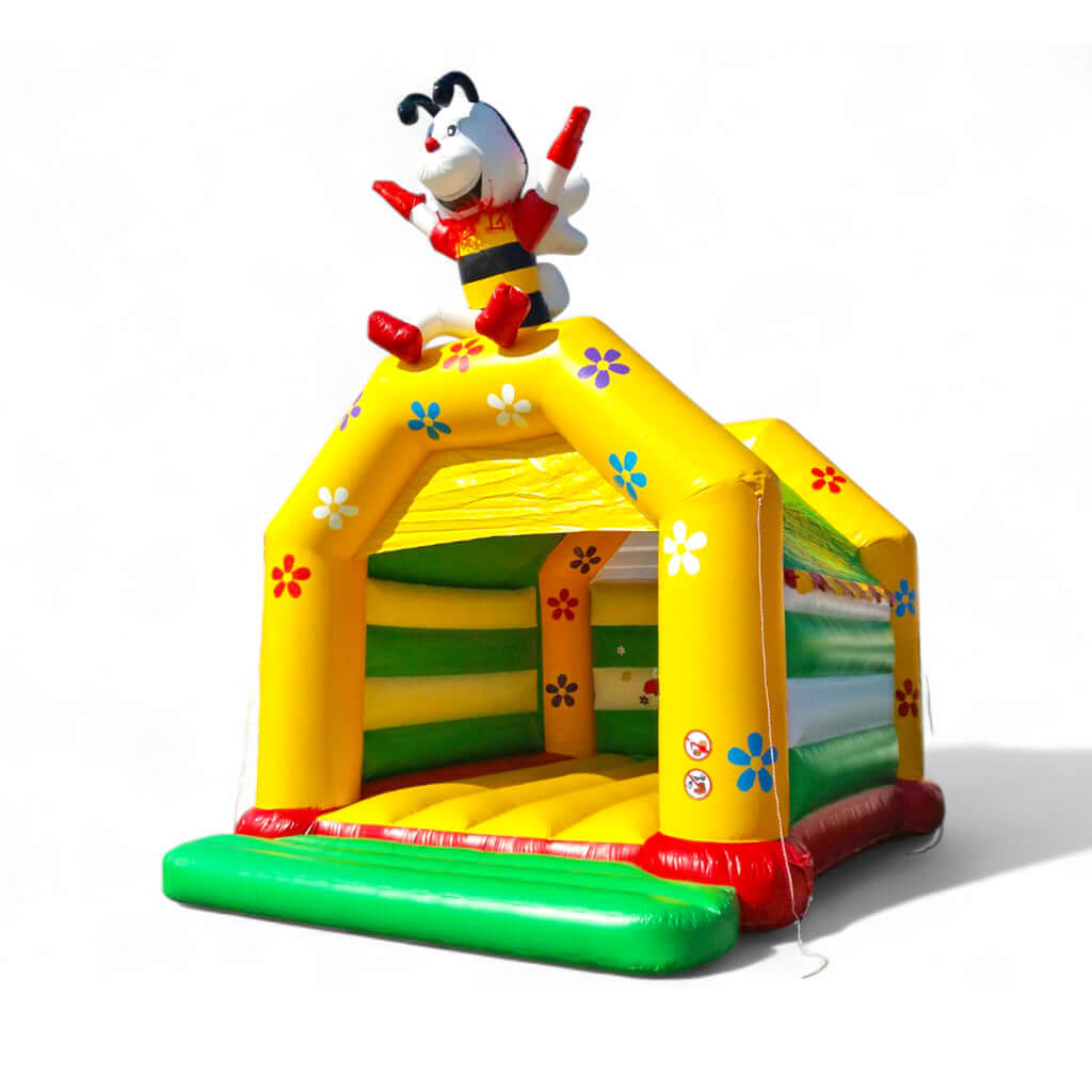 Hüpfburg Biene mit Dach – fröhlicher Blütenspaß für kleine Hüpfer mieten bei Happy Fun