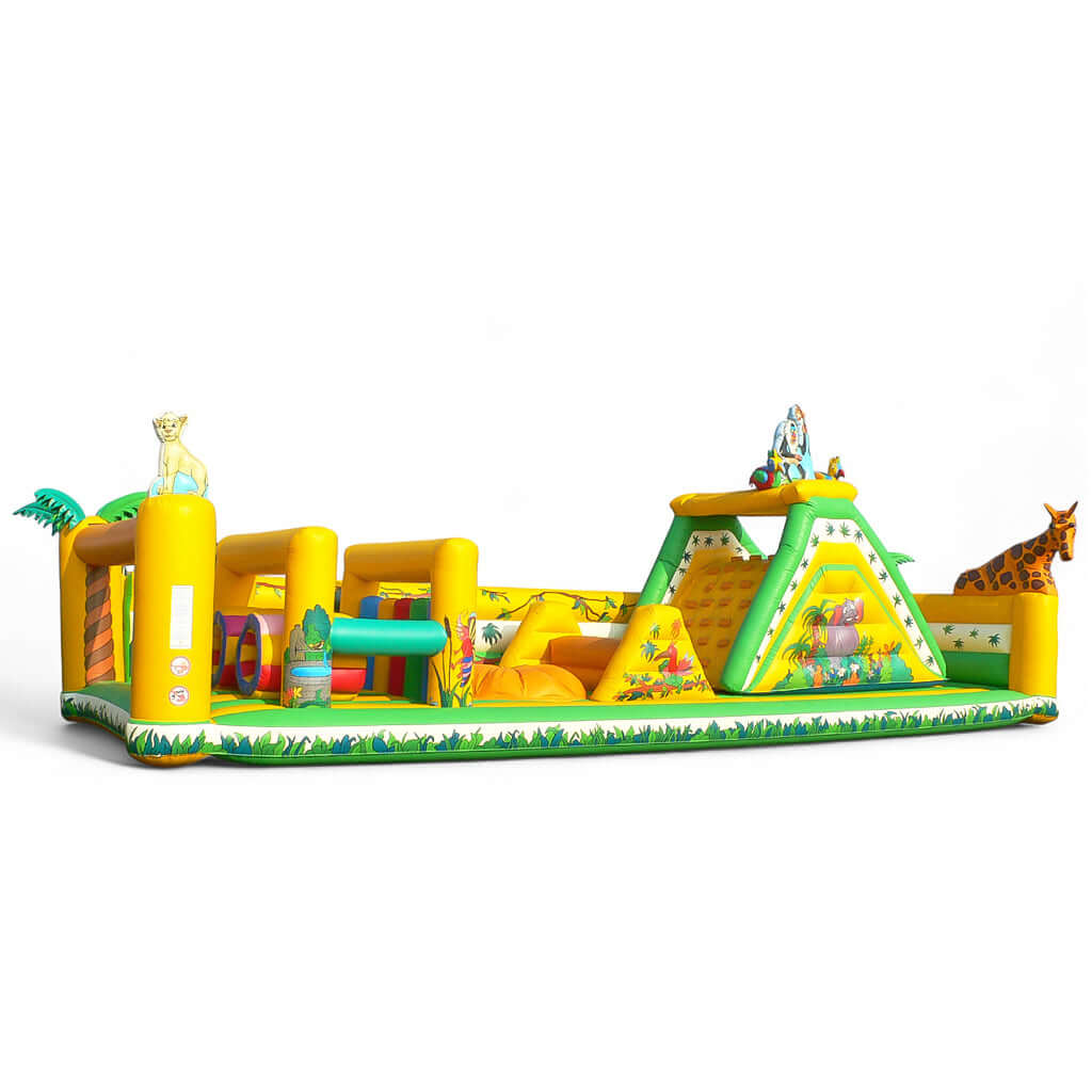 Hindernisbahn Dschungel mit aufblasbaren Tieren mieten bei Happy Fun