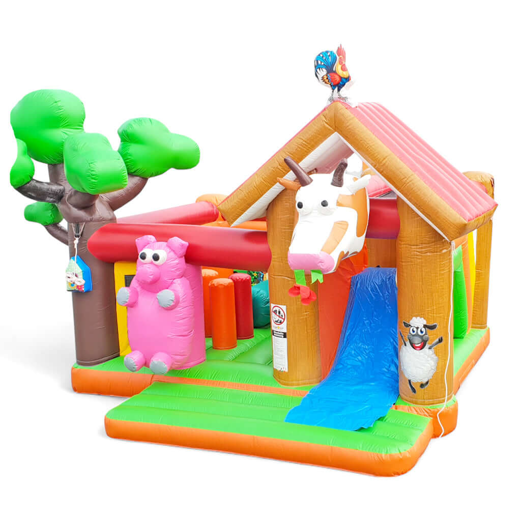 Multiplay Hüpfburg Bauernhof mieten 5,6×5,3m - Ländlicher Hüpftspaß mieten bei Happy Fun