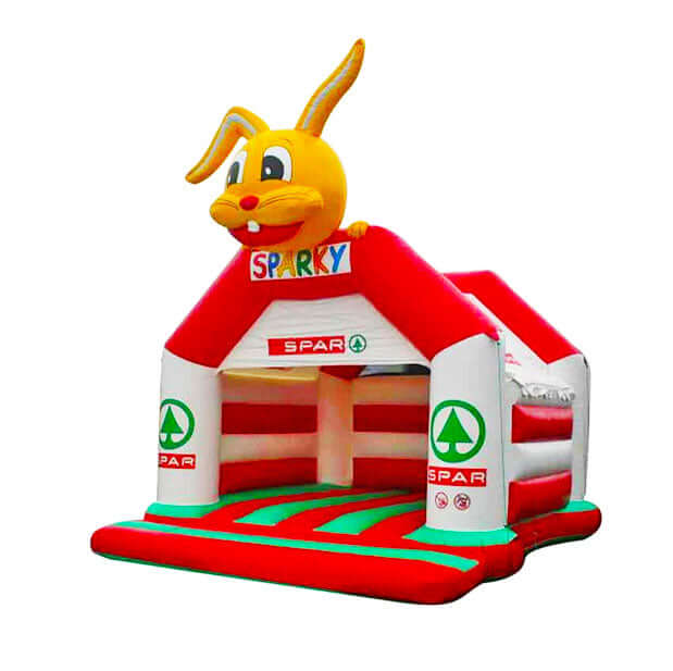 Hüpfurg Hase Spar mit 3D Hasenkopf mieten bei Happy Fun