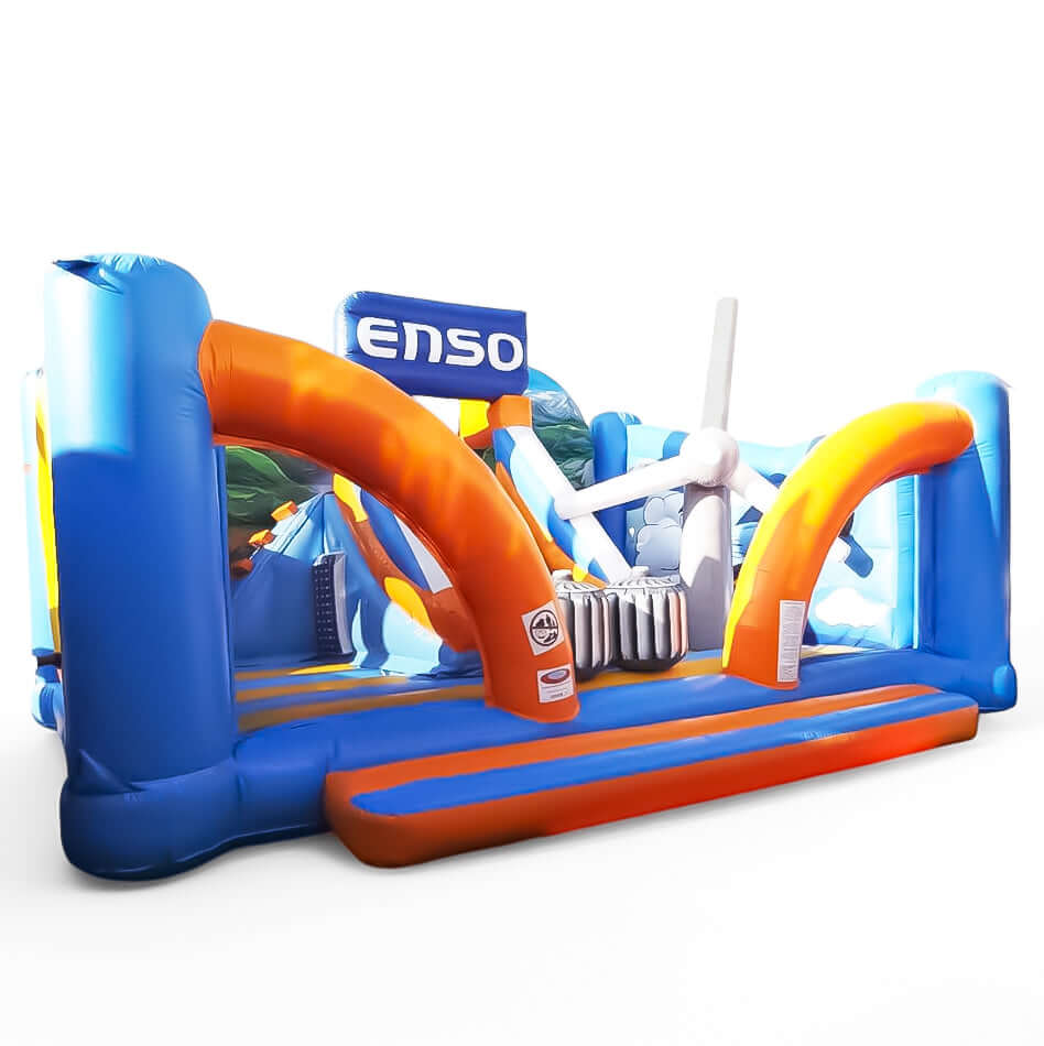 Hüpfburg ENSO Windrad mit Wasserfall und Turbine mieten bei Happy Fun