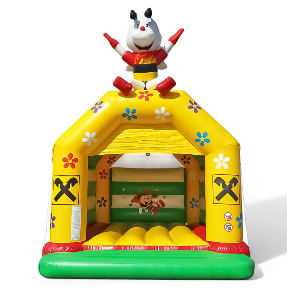 Hüpfburg Raiffeisenbank Sumsi Biene mit Dach mieten bei Happy Fun