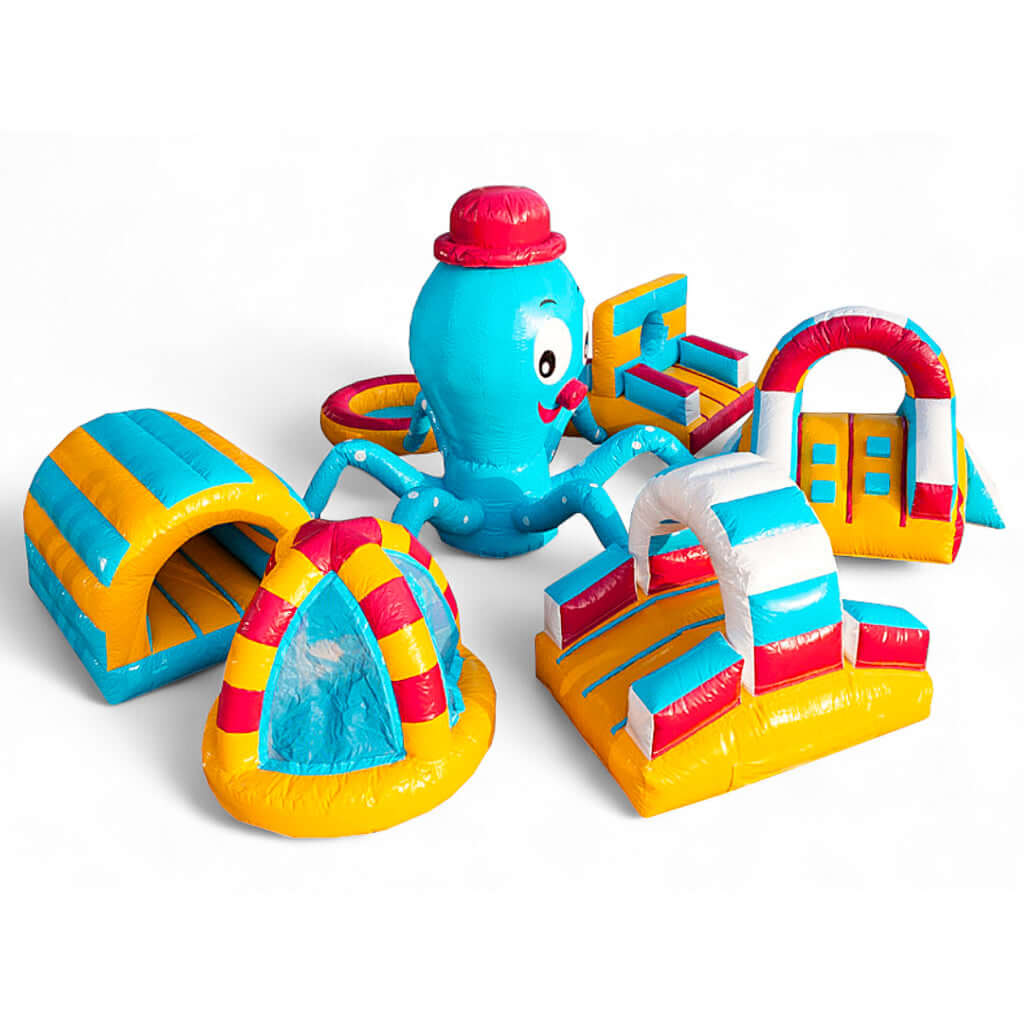 Hindernisparcours Octopus – das bunte Unterwasser Eventmodul mieten bei Happy Fun