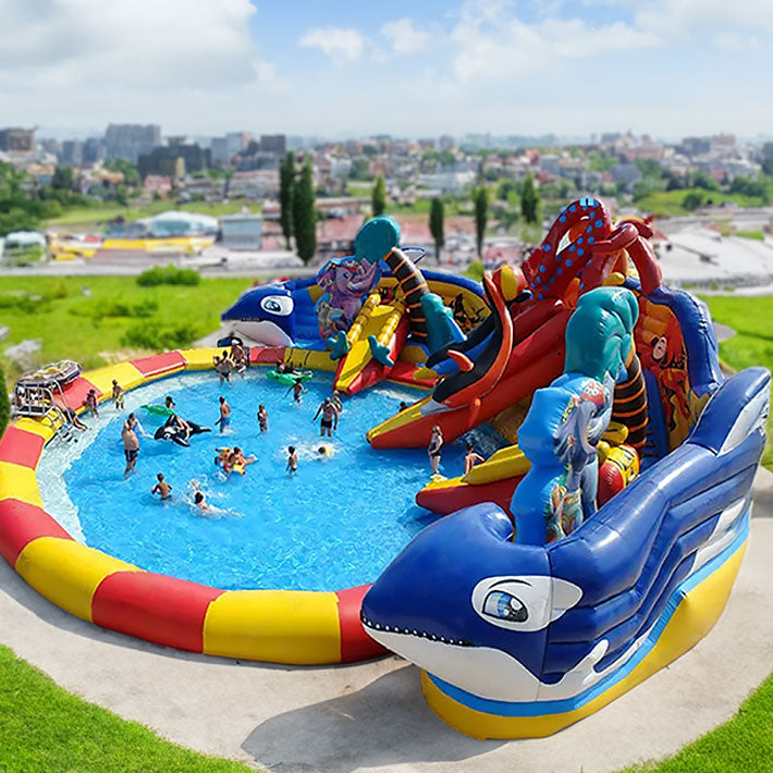 Hüpfburg Wasserspielwelt Water-Park mieten bei Happy Fun