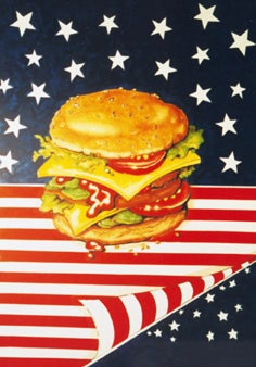 Burger Kulisse, Bühnenbild, Amerika, USA, Amerikanische Flagge, Hamburger